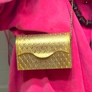 Vintage Saks Fifth Golden Gilt Shoulder Purse